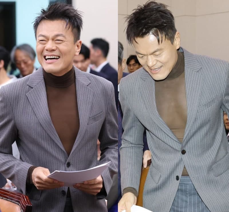 국정감사장에 등장한 박진영의 '시스루 패션', 적절성 논란 점화