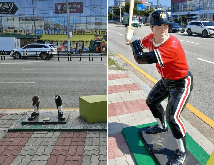 방망이 이어 몸통까지 부러진 김성한 조형물…20대 취객 입건