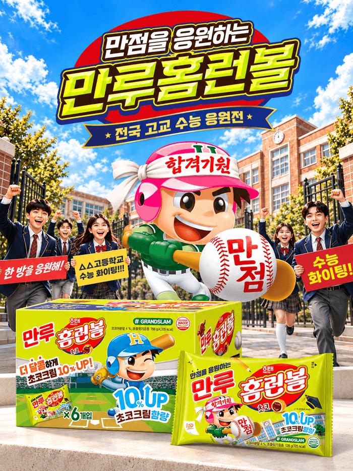 해태제과, 수능 응원 '만루홈런볼' 출시…초코크림 10% 증량