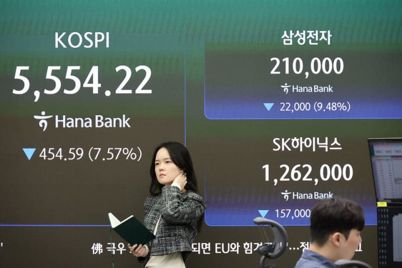 삼성전자·SK하이닉스 동반 급락에 국내 증시 시총 410조 원 증발