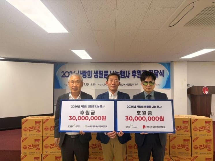 KSD나눔재단, ‘사랑의 생필품 나눔 행사’로 부산 장애인 단체에 6000만원 후원