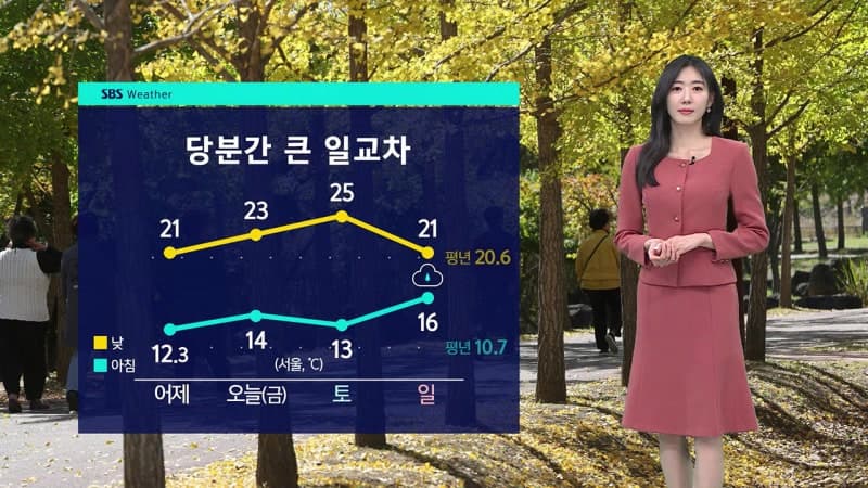 오늘 평년보다 포근한 가을 날씨…일요일 전국 많은 비 예보