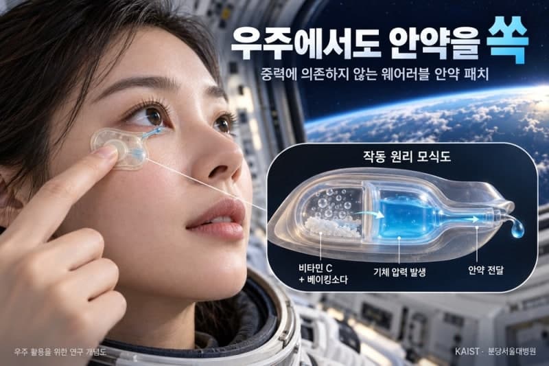 중력 없는 우주에서도 안약 쏙…KAIST, 웨어러블 안약 패치 개발