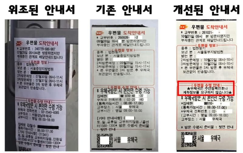"우체국은 주민번호·계좌 안 묻습니다"…가짜 도착안내서 주의보