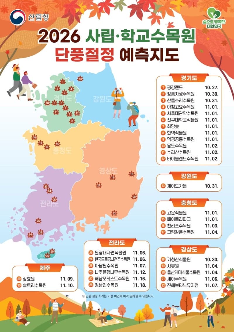 산림청이 추천하는 가을 정취 가득한 수목원 나들이 명소 5곳