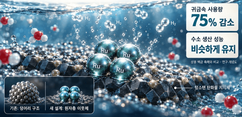 KAIST, 귀금속 75% 줄이고 수소 생산 효율 4배 높인 촉매 개발