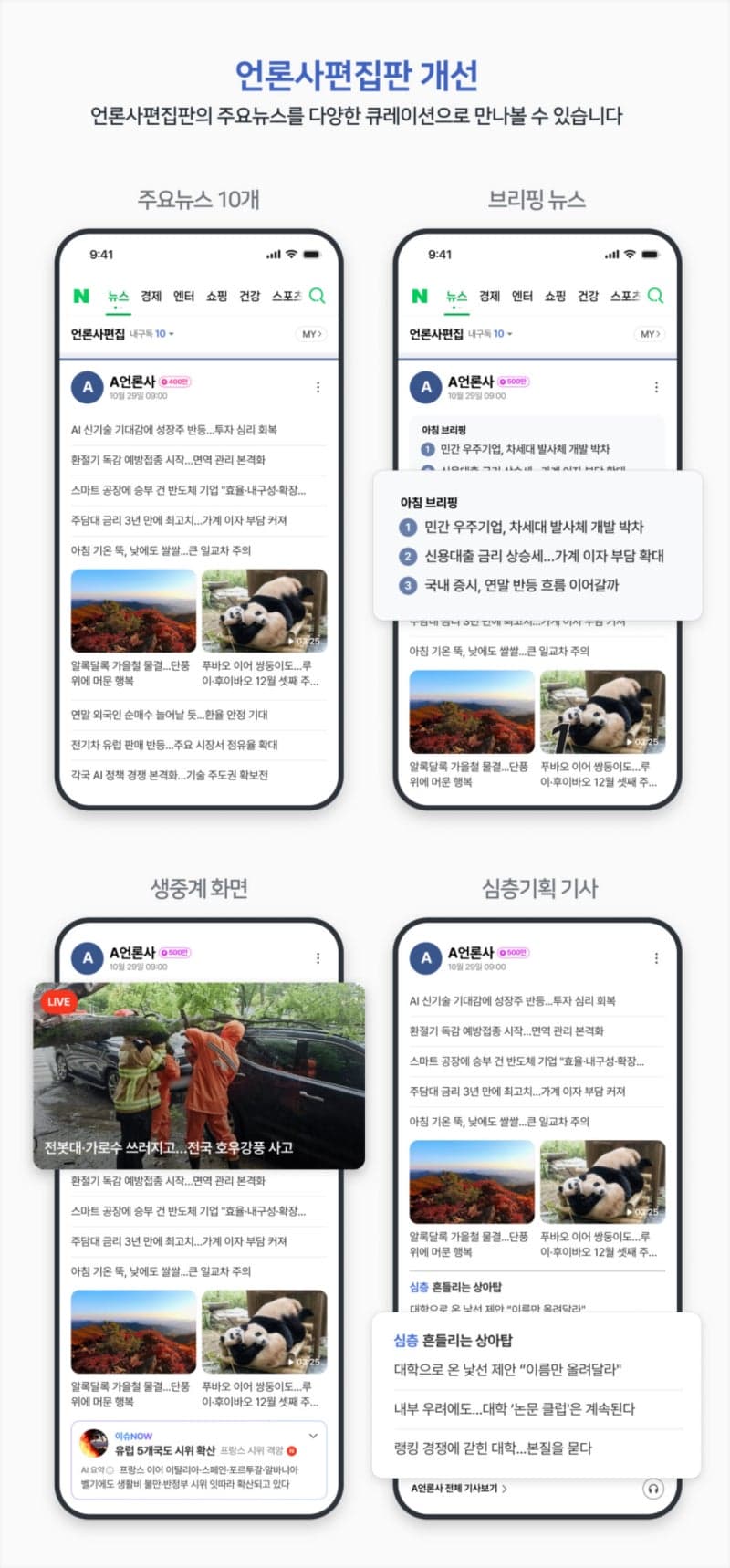 네이버 뉴스 언론사 편집판 개편…주요 기사 10개로 늘리고 심층기획 강화